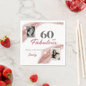 60 and Fabulous Rose Gold Photo Birthday Party スタンダードカクテルナプキン (インサイチュ)