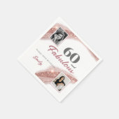 60 and Fabulous Rose Gold Photo Birthday Party スタンダードカクテルナプキン (角)