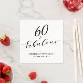60 and Fabulous Sixtieth Birthday Elegant Script スタンダードカクテルナプキン (インサイチュ)