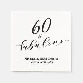 60 and Fabulous Sixtieth Birthday Elegant Script スタンダードカクテルナプキン