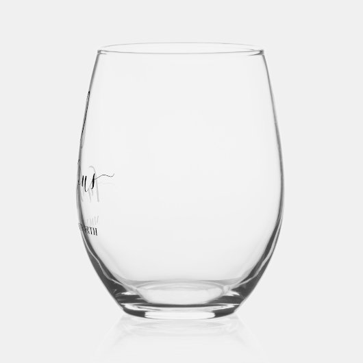 60 and Fabulous Sixtieth Birthday Elegant Script ステムなしワイングラス (左)