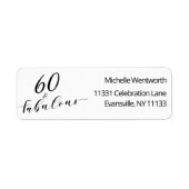 60 and Fabulous Sixtieth Birthday Elegant Script ラベル (正面)