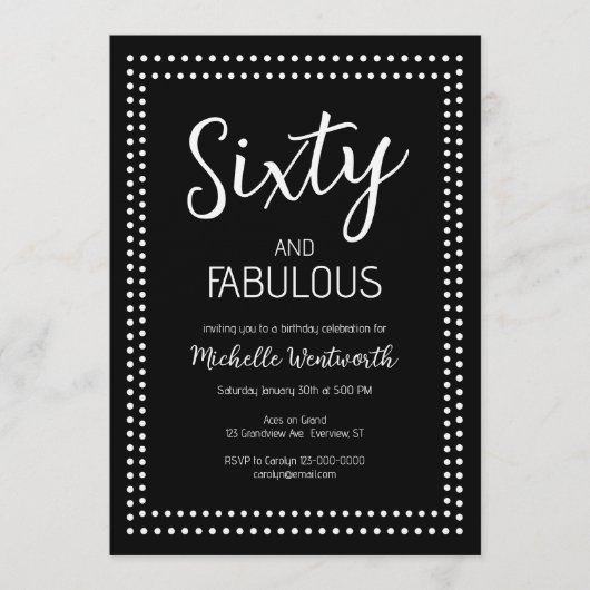 60 and Fabulous Sixtieth Birthday Party 招待状 (正面)