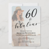 60 and Fabulous Sixtieth Birthday Photo Script 招待状 (正面)