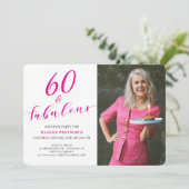 60 and Fabulous Sixtieth Birthday Script Photo  招待状 (スタンド正面)
