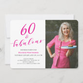 60 and Fabulous Sixtieth Birthday Script Photo  招待状 (正面)