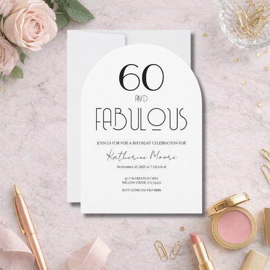 60 and Fabulous Sixty Birthday Invitation 招待状