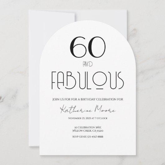 60 and Fabulous Sixty Birthday Invitation 招待状 (正面)