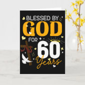 60 Birthday Blessed By God For 60 Years Old 60th B カード (黄色い花)