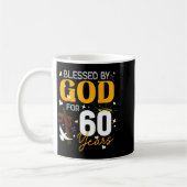 60 Birthday Blessed By God For 60 Years Old 60th B コーヒーマグカップ (左)