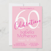 60 Celebration Blush Pink 60th Birthday Party 招待状 (正面)
