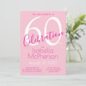 60 Celebration Blush Pink 60th Birthday Party 招待状 (スタンド正面)