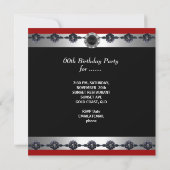 60 & Fabulous 60th Birthday Partyシルバーレッド 招待状 (裏面)