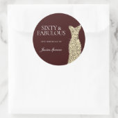 60 & Fabulous 60th Birthday Party金ゴールド・ドレス ラウンドシール (バッグ)