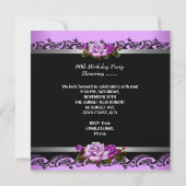 60 & Fabulous 60th Birthday Party Mauveバラ 招待状 (裏面)