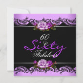 60 & Fabulous 60th Birthday Party Mauveバラ 招待状 (正面)