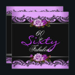 60 & Fabulous 60th Birthday Party Mauveバラ 招待状<br><div class="desc">60th誕生日パーティシルバーパープルメイブピンクローズブラックレースホワイト60上品なすべての行事パーティー誕生日招待状テンプレート50、40、70、80エレガント、誕生日。</div>