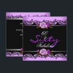 60 & Fabulous 60th Birthday Party Mauveバラ 招待状<br><div class="desc">60th誕生日パーティシルバーパープルメイブピンクローズブラックレースホワイト60上品なすべての行事パーティー誕生日招待状テンプレート50、40、70、80エレガント、誕生日。</div>