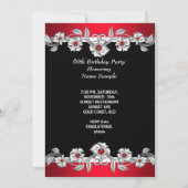 60 & Fabulous 60th Birthday Party Silver Red 2a 招待状 (裏面)