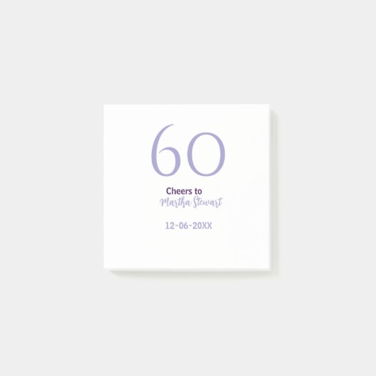 60 & fabulous birthday purple bold name date styli ポストイット (正面)