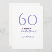 60 & fabulous birthday purple bold name date styli 招待状 (正面/裏面)