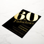 60 & Fabulous Bold Gold 60th Birthday Invitation 箔招待状 (回転した状態)