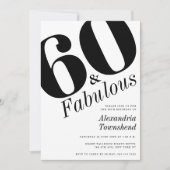 60 & Fabulous Bold Number 60th Birthday 招待状 (正面)