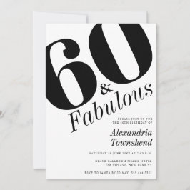 60 & Fabulous Bold Number 60th Birthday 招待状