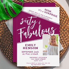 60 & Fabulous Magenta写真60誕生日・サプライズ 招待状