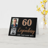 60 & Legendary 2枚の写真 60歳の誕生日カード カード (黄色い花)