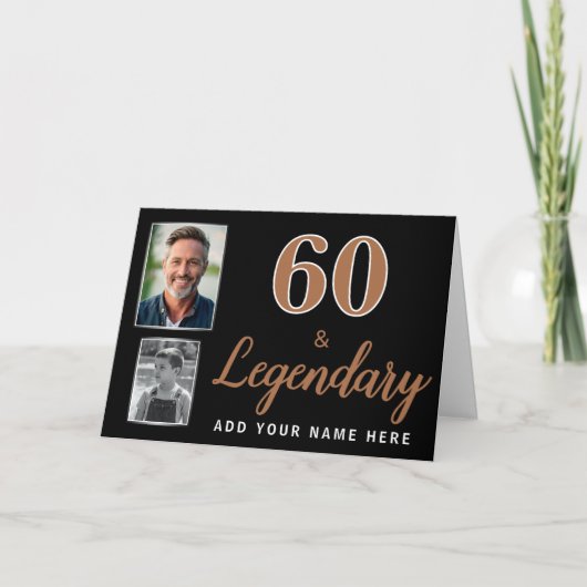 60 & Legendary 2枚の写真 60歳の誕生日カード カード (正面)