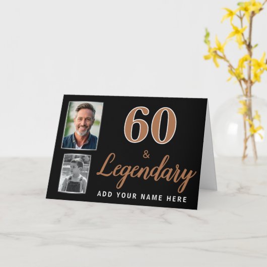60 & Legendary 2 Photos 60th Birthday Card カード (黄色い花)