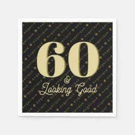 60 & Looking Good誕生日 スタンダードカクテルナプキン