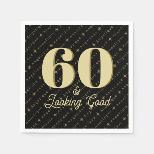 60 & Looking Good誕生日 スタンダードカクテルナプキン (正面)