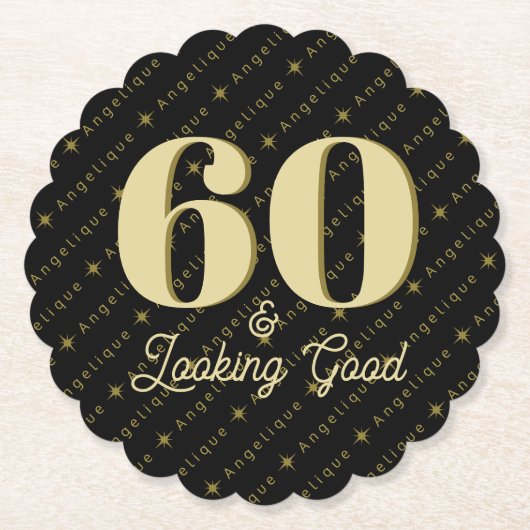 60 & Looking Good誕生日 ペーパーコースター (正面)