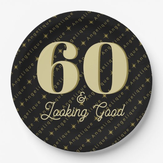 60 & Looking Good誕生日 ペーパープレート (正面)