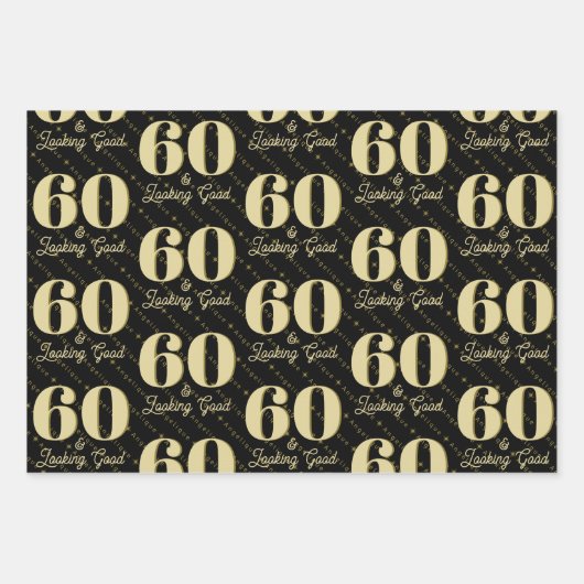 60 & Looking Good誕生日 ラッピングペーパーシート (正面)