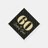 60 & Looking Good金ゴールド誕生日 スタンダードカクテルナプキン (角)