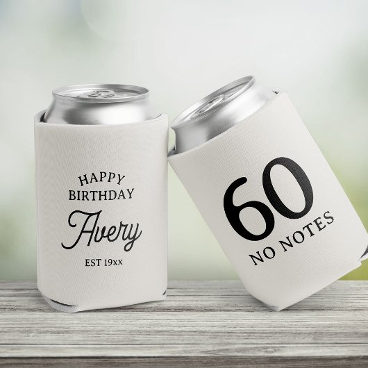 60 No Notes Birthday Personalized Minimal Party 缶クーラー