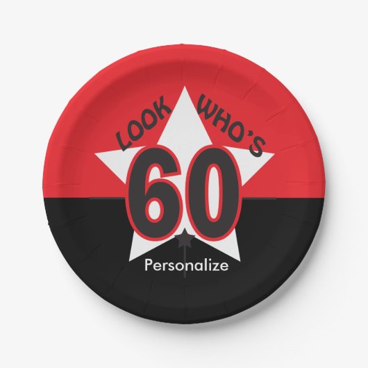 60% pipe%の第60誕生日はだれであるか見て下さい ペーパープレート (正面)