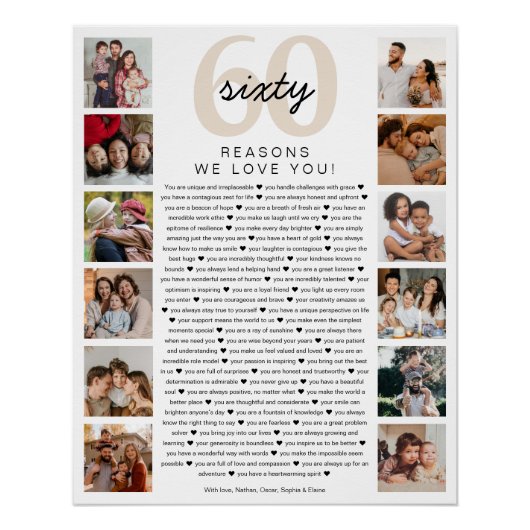 60 Reasons We Love You Birthday Keepsake Gift ポスター (正面)