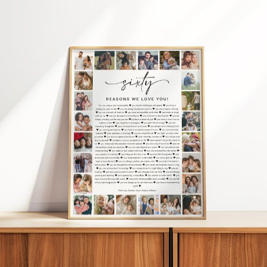 60 Reasons We Love You Photo Collage Keepsake Gift ポスター