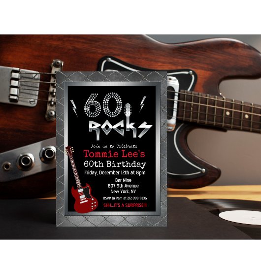 60 Rocks ロックスター ギター 60歳の誕生日 招待状