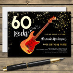 60 Rocks 60th Birthday Party金ゴールド 箔招待状<br><div class="desc">60 Rocksこのロック音楽クールをテーマにした60歳の誕生日パーティーの招モダン待。黒い背景に金ゴールドグリッターとミュージカルノートイラストと金ゴールド書パーソナライズされた跡タイポグラフィを備えたロックとロモダンールの炎エレキギター。この簡単はテンプレートを使用するパーソナライズされたために祝は、ロックスタースタイルで60への完璧な招待を作成する。Perfect もし you have a live band or are a guitarist,  ミュージシャン,  music lover.ミュージカルユニーク楽器オリジナルのアートワークby artist Catherine Sweetman</div>