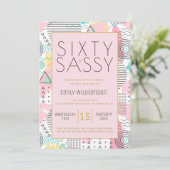 60 & Sassyピンク1980sメンフィスデザイン60thパート 招待状 (スタンド正面)