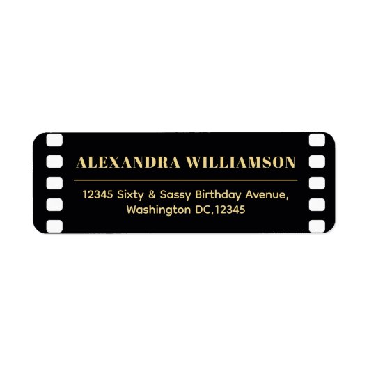 60&Sassyブラック金ゴールドローリング20s差出人住所 ラベル (正面)