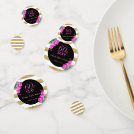 60 & Sexyブラック金ゴールド60thバースデーパーティー コンフェッティ