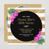60 & Sexyブラック金ゴールド60thバースデーパーティー 招待状 (正面/裏面)