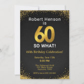 60 So What ブラック ゴールド 60歳の誕生日 招待状 (正面)