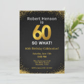 60 So What ブラック ゴールド 60歳の誕生日 招待状 (スタンド正面)